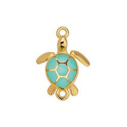 Bedel schildpad aqua 24K goud 17mm-bedels-Kraaltjes van Renate