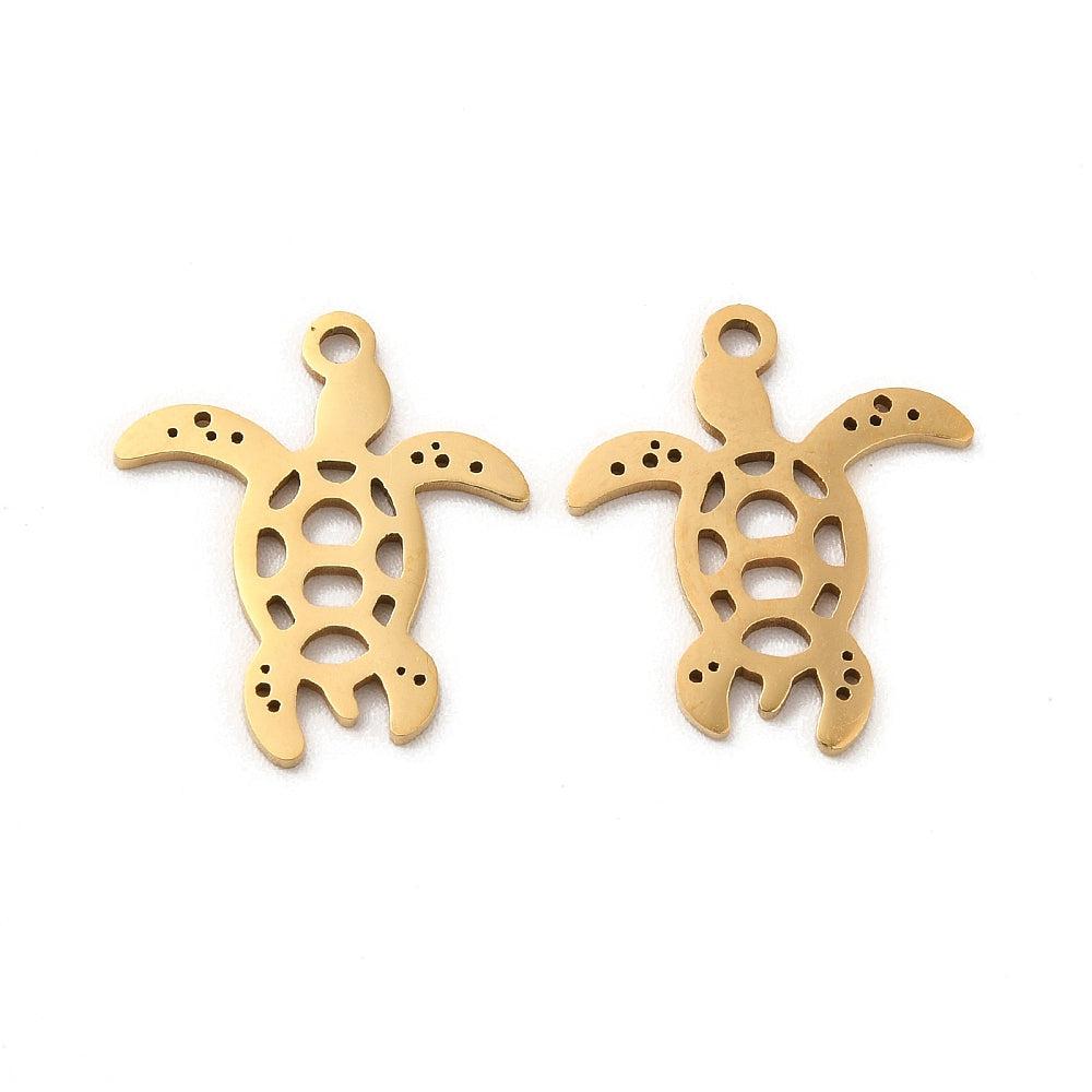 Bedel schildpad open Stainless steel 18k Goud 18mm-bedels-Kraaltjes van Renate
