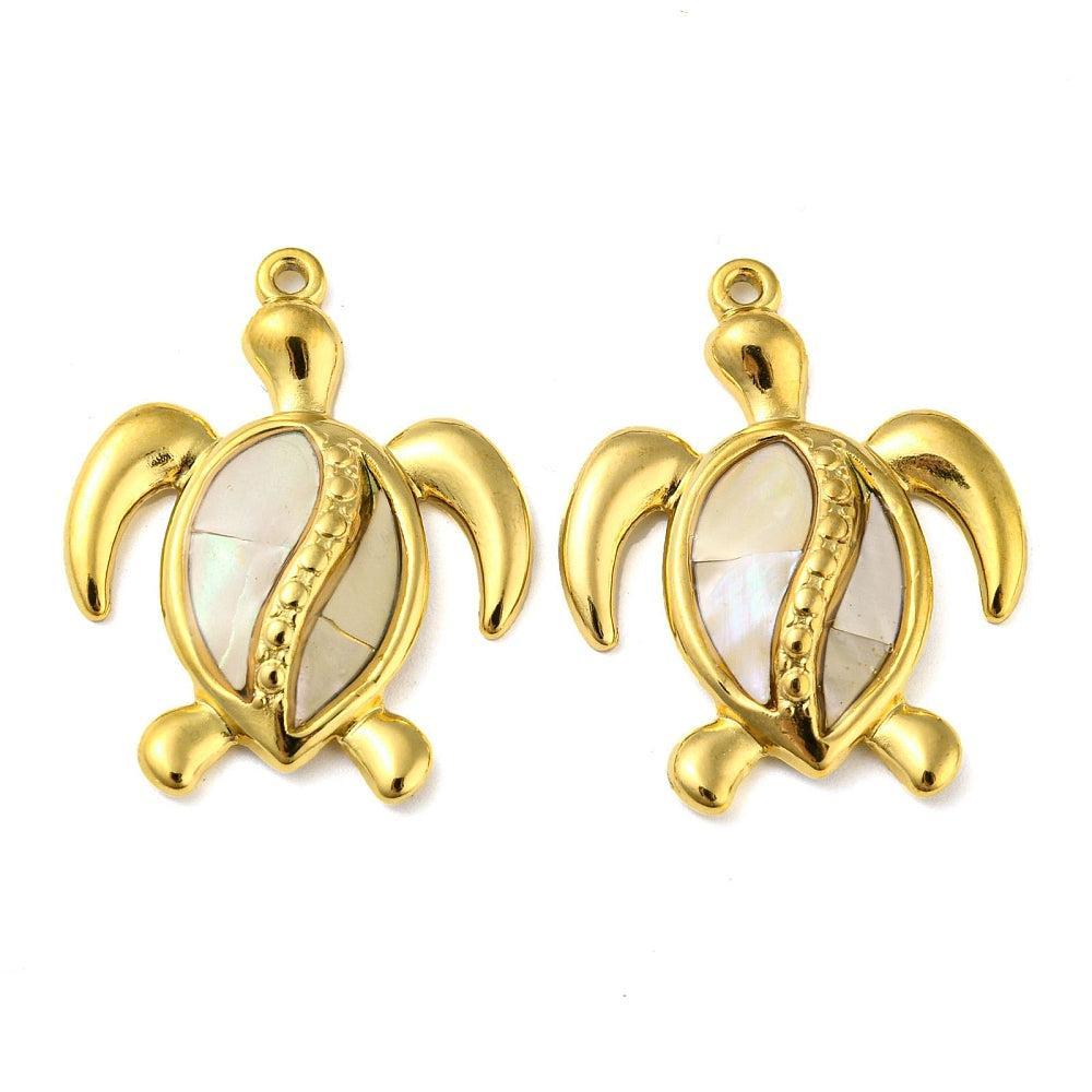 Bedel schildpad premium RVS 18K goud 30mm - per stuk-bedels-Kraaltjes van Renate