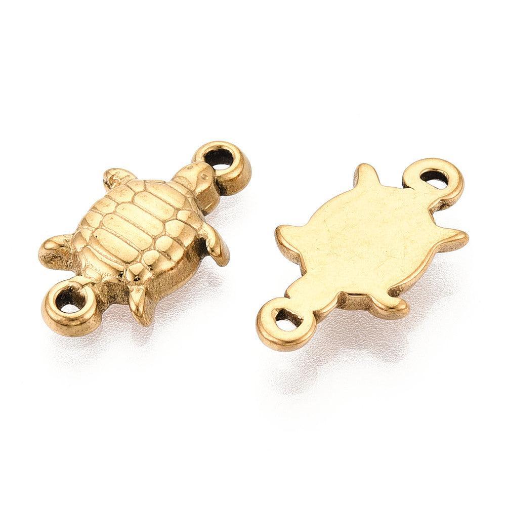 Bedel schildpad tussenzetsel premium RVS 18K goud 19mm - per stuk-bedels-Kraaltjes van Renate