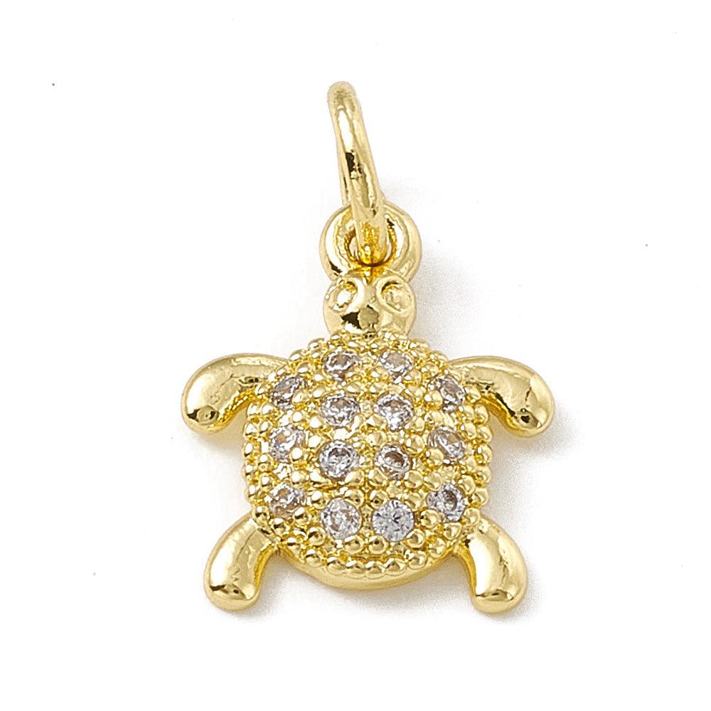 Bedel schildpad zirconia 18K RVS goud 13x10mm-bedels-Kraaltjes van Renate