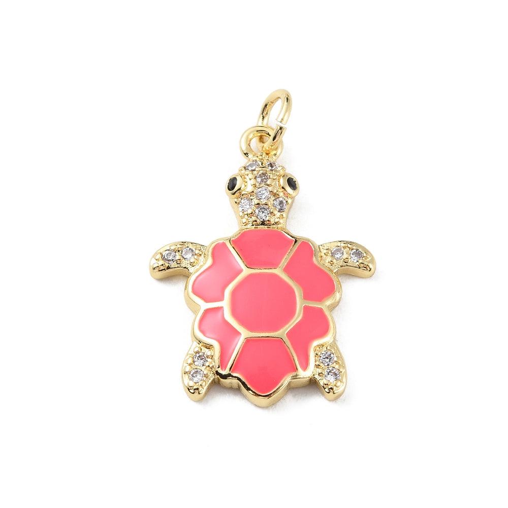 Bedel schildpad zirconia goud/roze 18K plated 17x23mm - per stuk-bedels-Kraaltjes van Renate