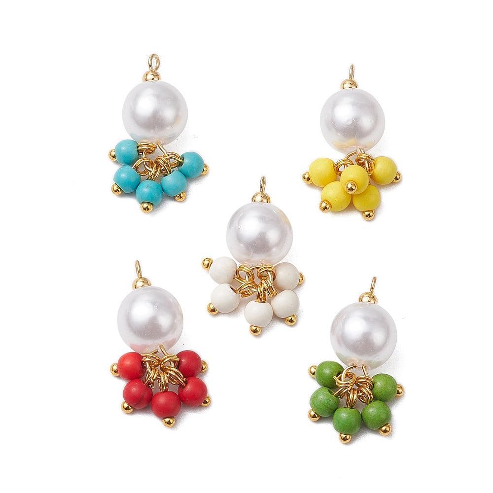 Bedel set parels gekleurd RVS goud 25mm- per 5-bedels-Kraaltjes van Renate