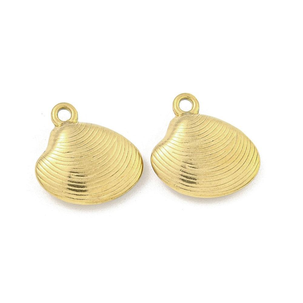 Bedel shell RVS 18K Goud 14mm - per stuk-bedels-Kraaltjes van Renate