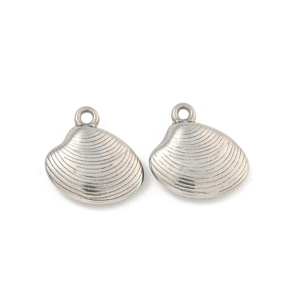 Bedel shell RVS Zilver 14mm- per stuk-bedels-Kraaltjes van Renate