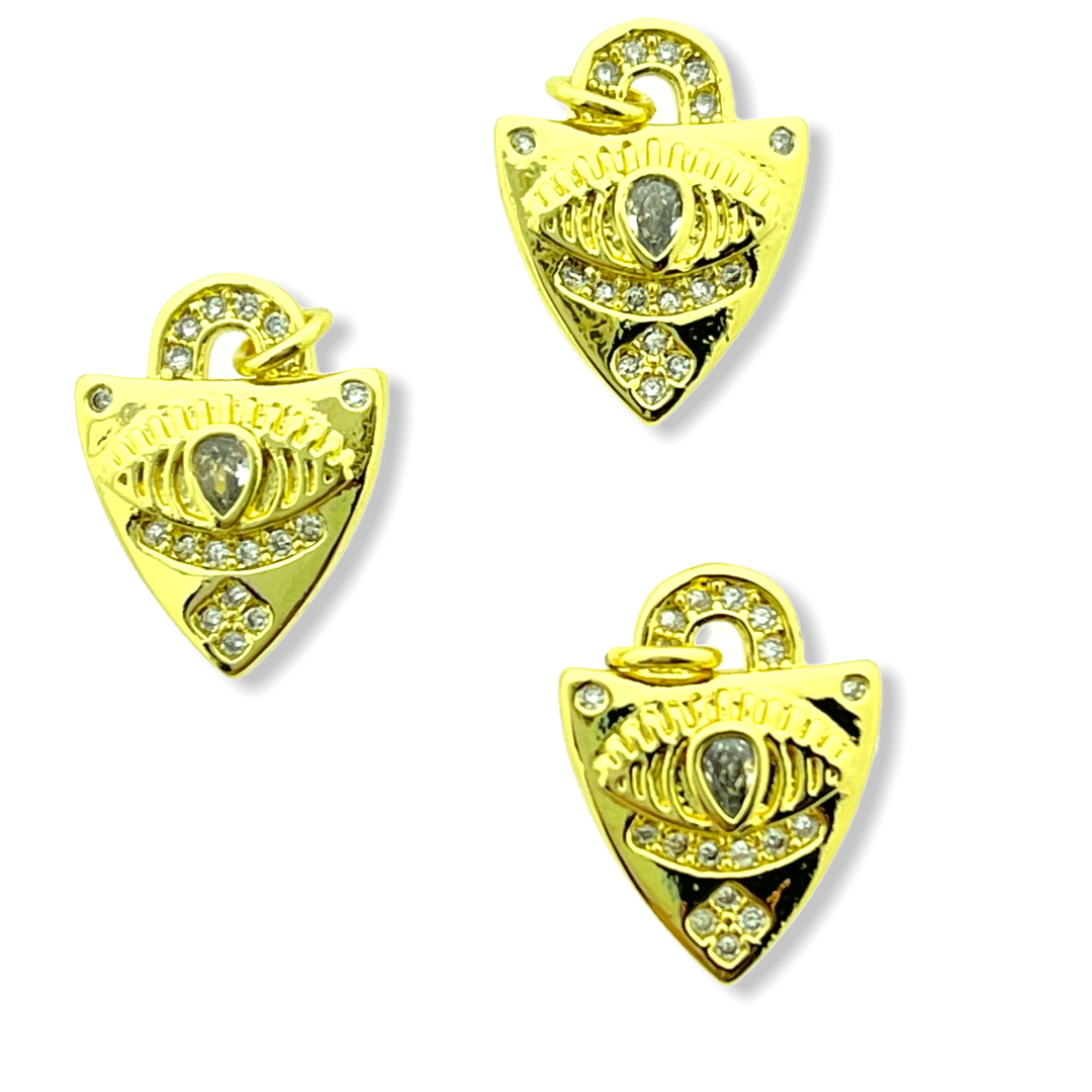 Bedel shield Zirconia Gold plated 14x11mm-Kraaltjes van Renate