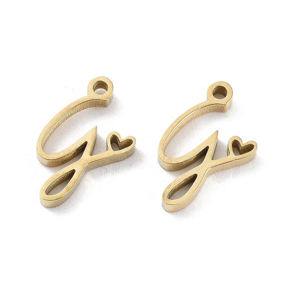 Bedel sierlijk alfabet A-Z goud RVS 14K 11x7mm-bedels-Kraaltjes van Renate