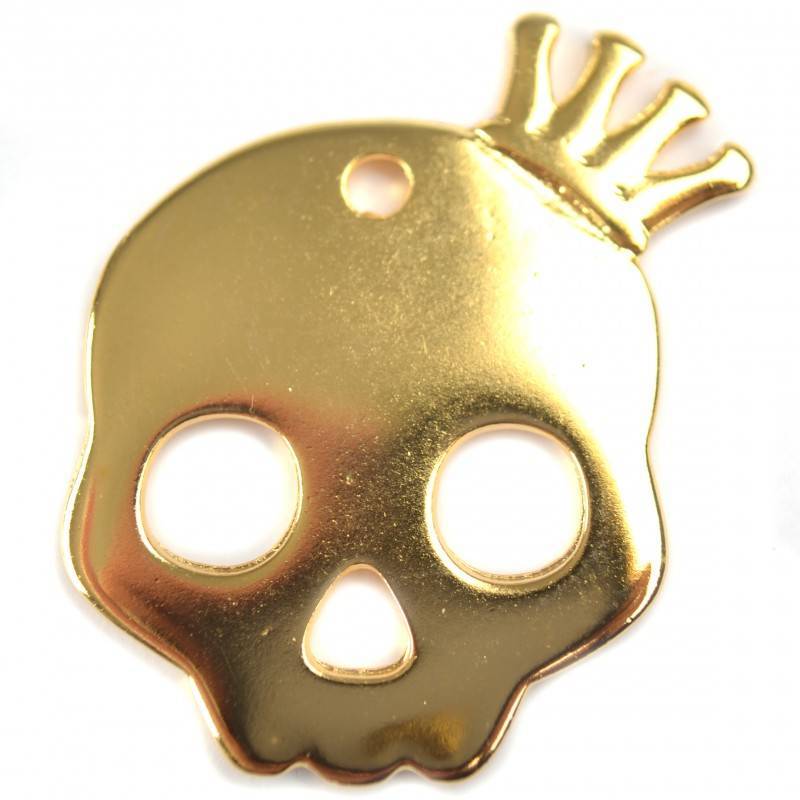 Bedel skull met kroon groot metaal goud DQ 38mm-Kraaltjes van Renate