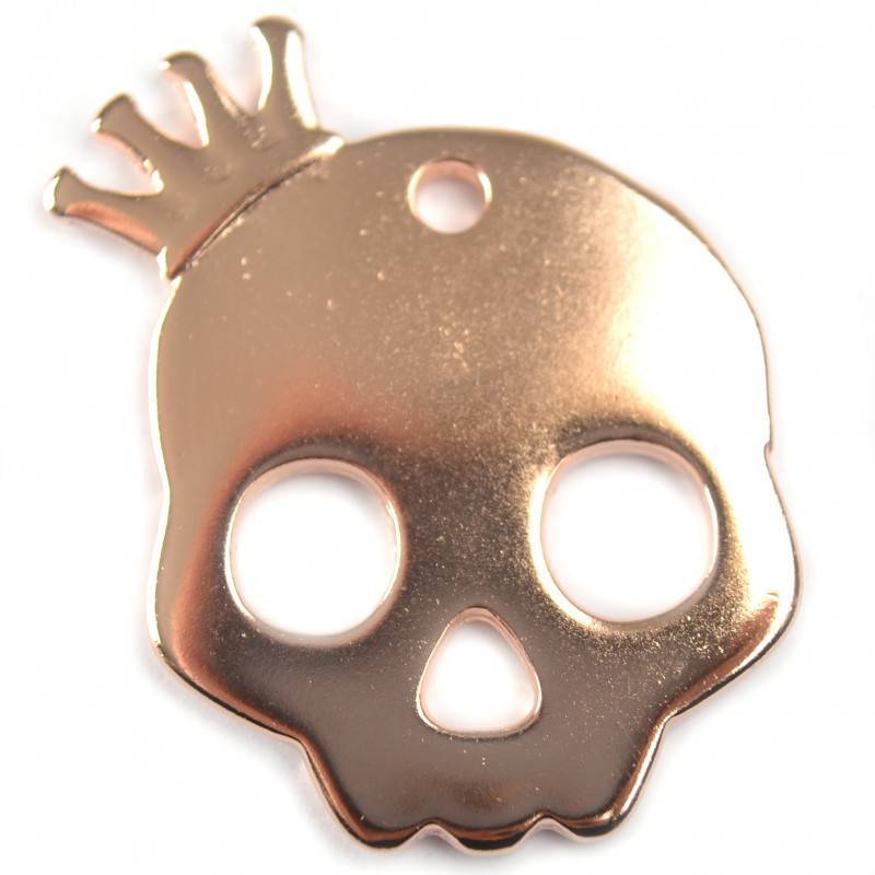 Bedel skull met kroon groot metaal roségoud DQ 38mm-Kraaltjes van Renate