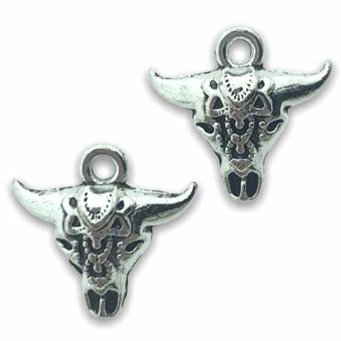 Bedel skull zilver 17mm - 4 stuks-Kraaltjes van Renate
