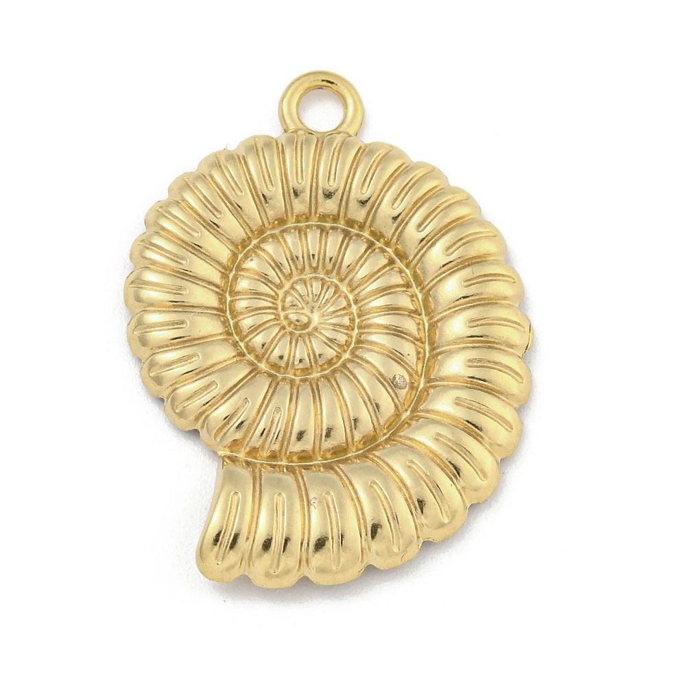 Bedel slakkenhuis RVS 18K Goud 32mm - per stuk-bedels-Kraaltjes van Renate