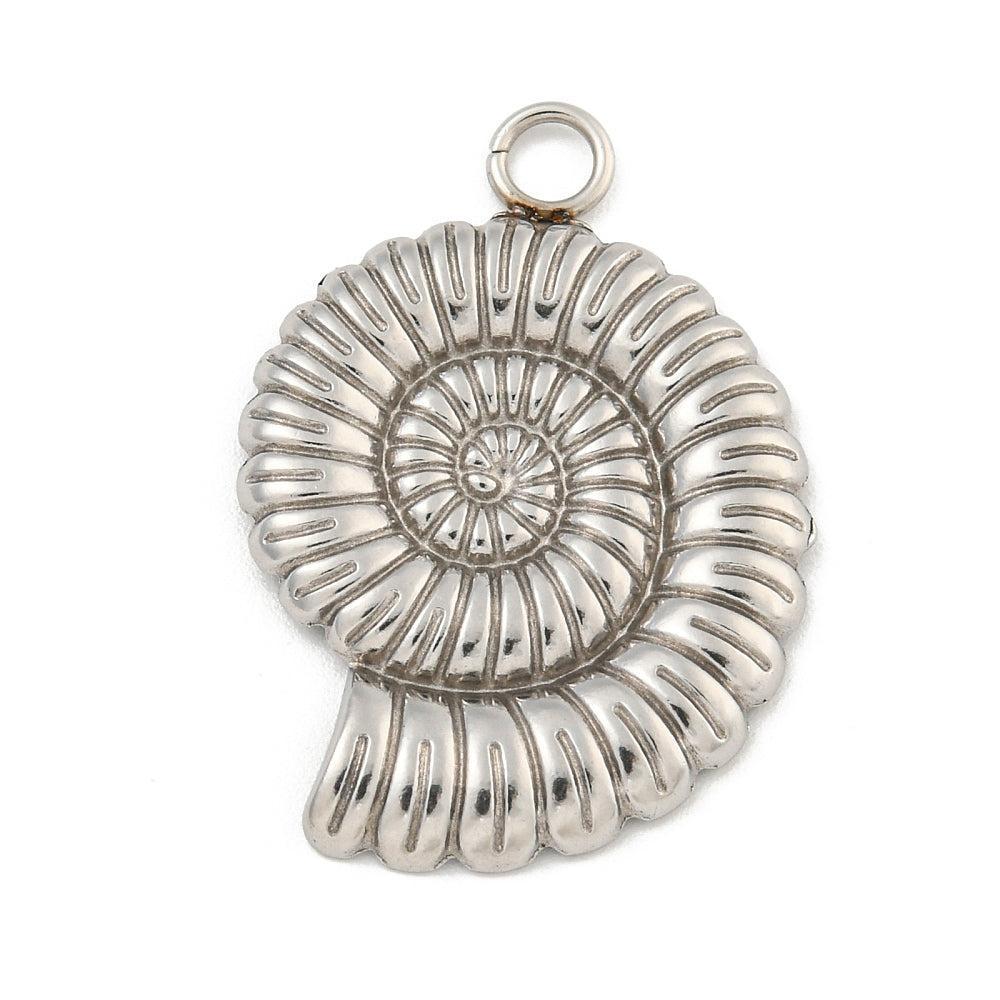 Bedel slakkenhuis RVS Zilver 32mm- per stuk-bedels-Kraaltjes van Renate