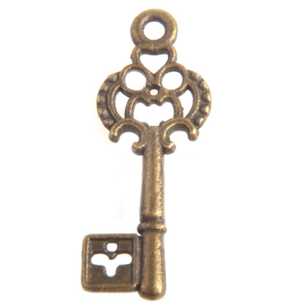 Bedel sleutel Brons 28x12mm - 3 stuks-Kraaltjes van Renate