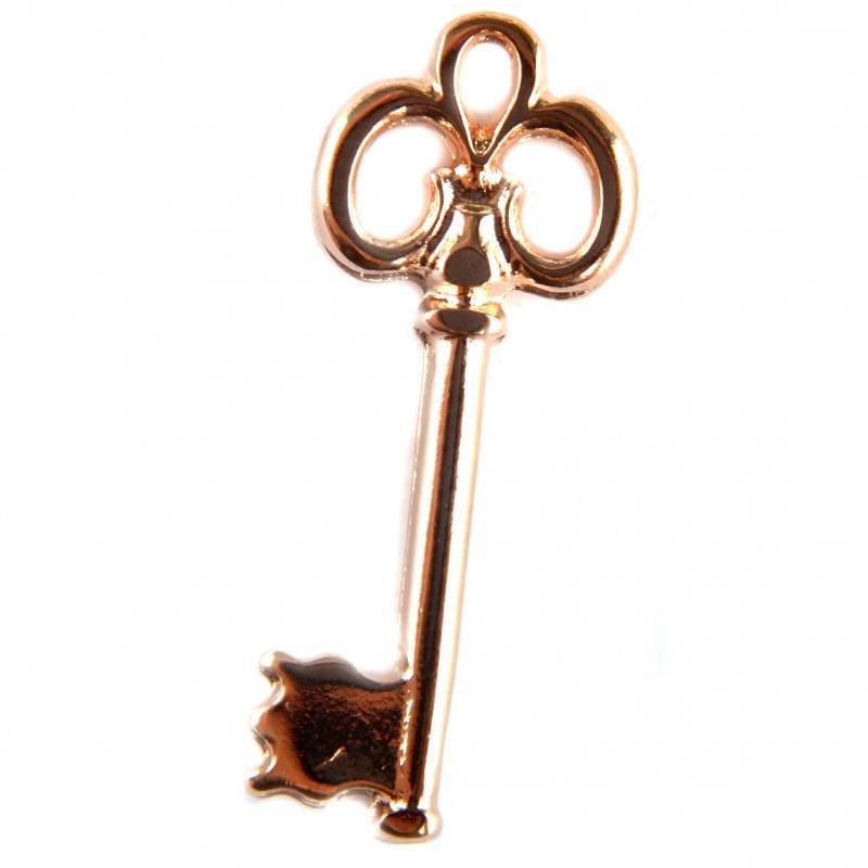 Bedel sleutel klein metaal roségoud DQ 24x10mm-Kraaltjes van Renate