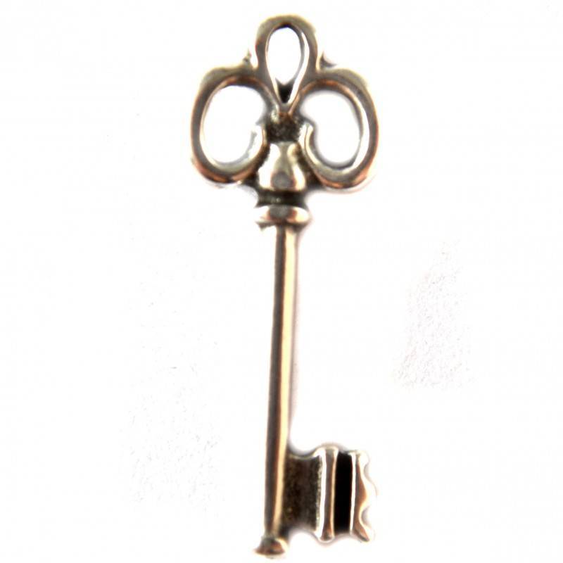 Bedel sleutel klein metaal zilver DQ 24x10mm-Kraaltjes van Renate
