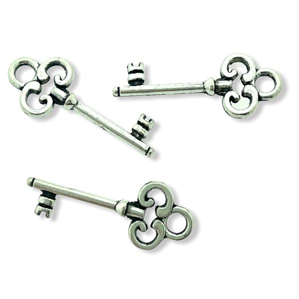 Bedel sleutel zilver 21x8mm - 8 stuks-Kraaltjes van Renate
