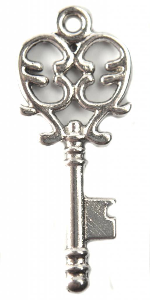 Bedel sleutel zilver 33x14mm - 4 stuks-Kraaltjes van Renate