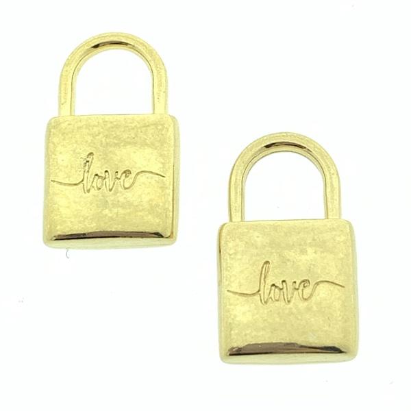 Bedel slot 'love' Goud 24kr DQ 14x24mm-Kraaltjes van Renate