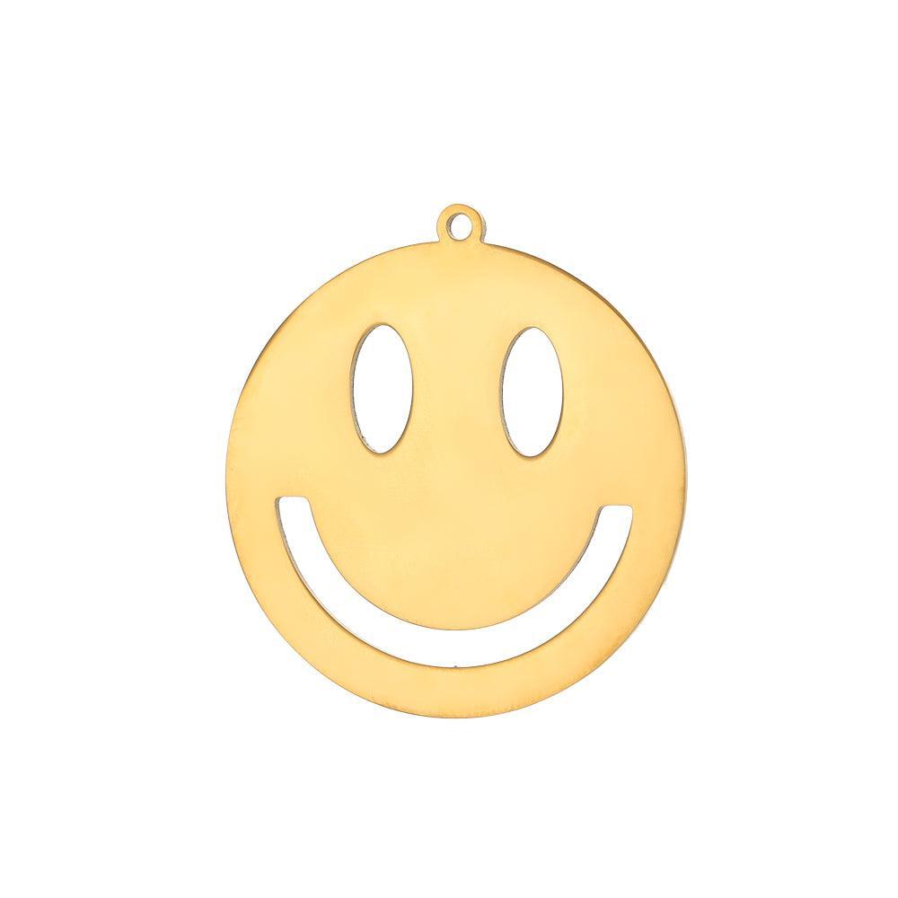 Bedel smiley RVS 18k goud 29mm - per stuk-bedels-Kraaltjes van Renate