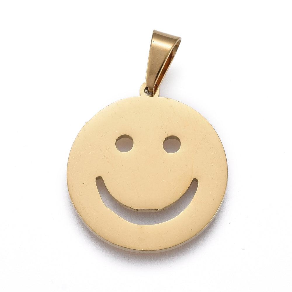 Bedel smiley RVS goud 20x18mm-bedels-Kraaltjes van Renate