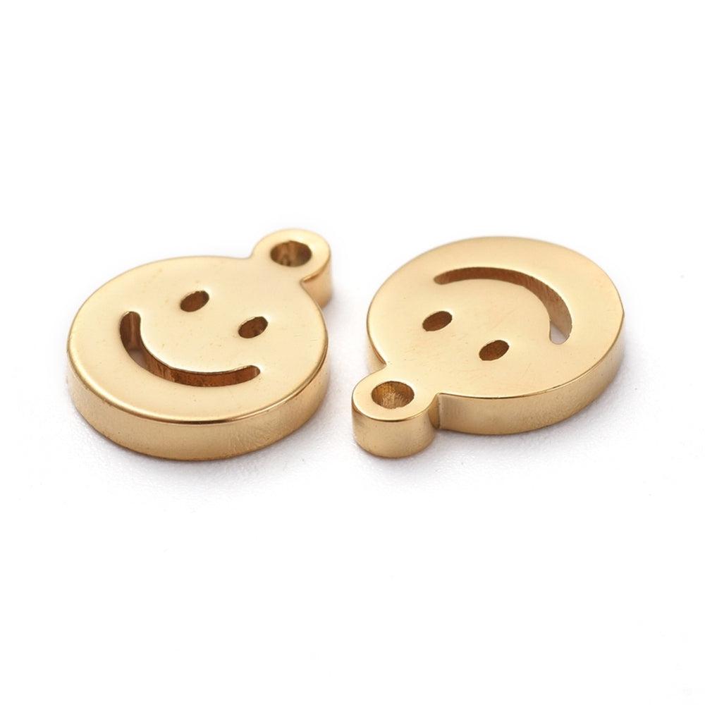 Bedel smiley RVS goud 8x6mm - per stuk-bedels-Kraaltjes van Renate