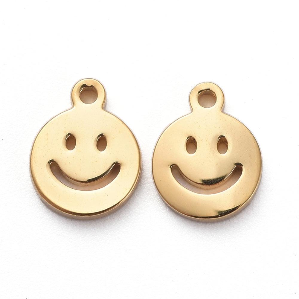 Bedel smiley RVS goud 8x6mm - per stuk-bedels-Kraaltjes van Renate