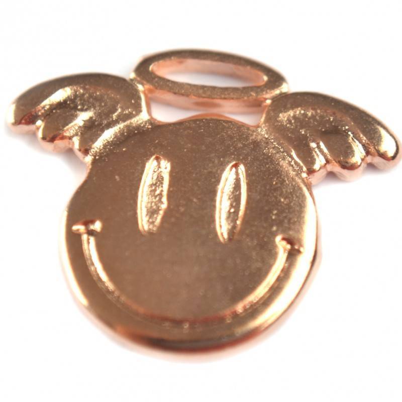 Bedel smiley angel metaal roségoud DQ 19x15mm-Kraaltjes van Renate