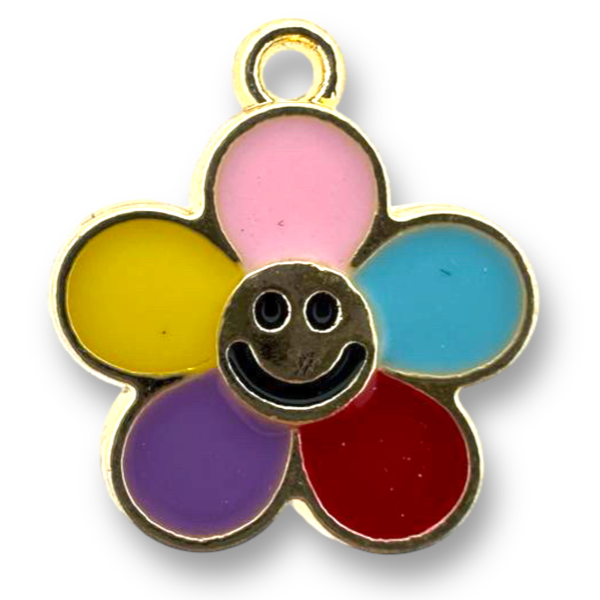 Bedel smiley bloem goud 15.5x14x2mm-bedels-Kraaltjes van Renate