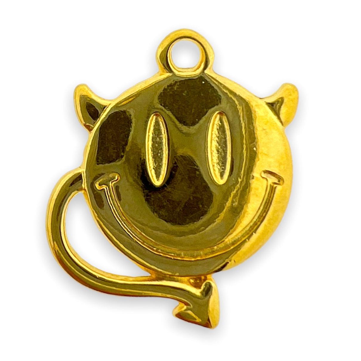 Bedel smiley devil Goud 24K DQ 14x18mm-bedels-Kraaltjes van Renate