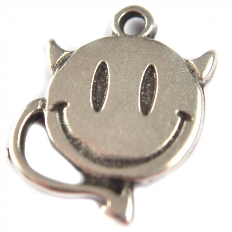 Bedel smiley devil metaal zilver DQ 18x14mm-Kraaltjes van Renate