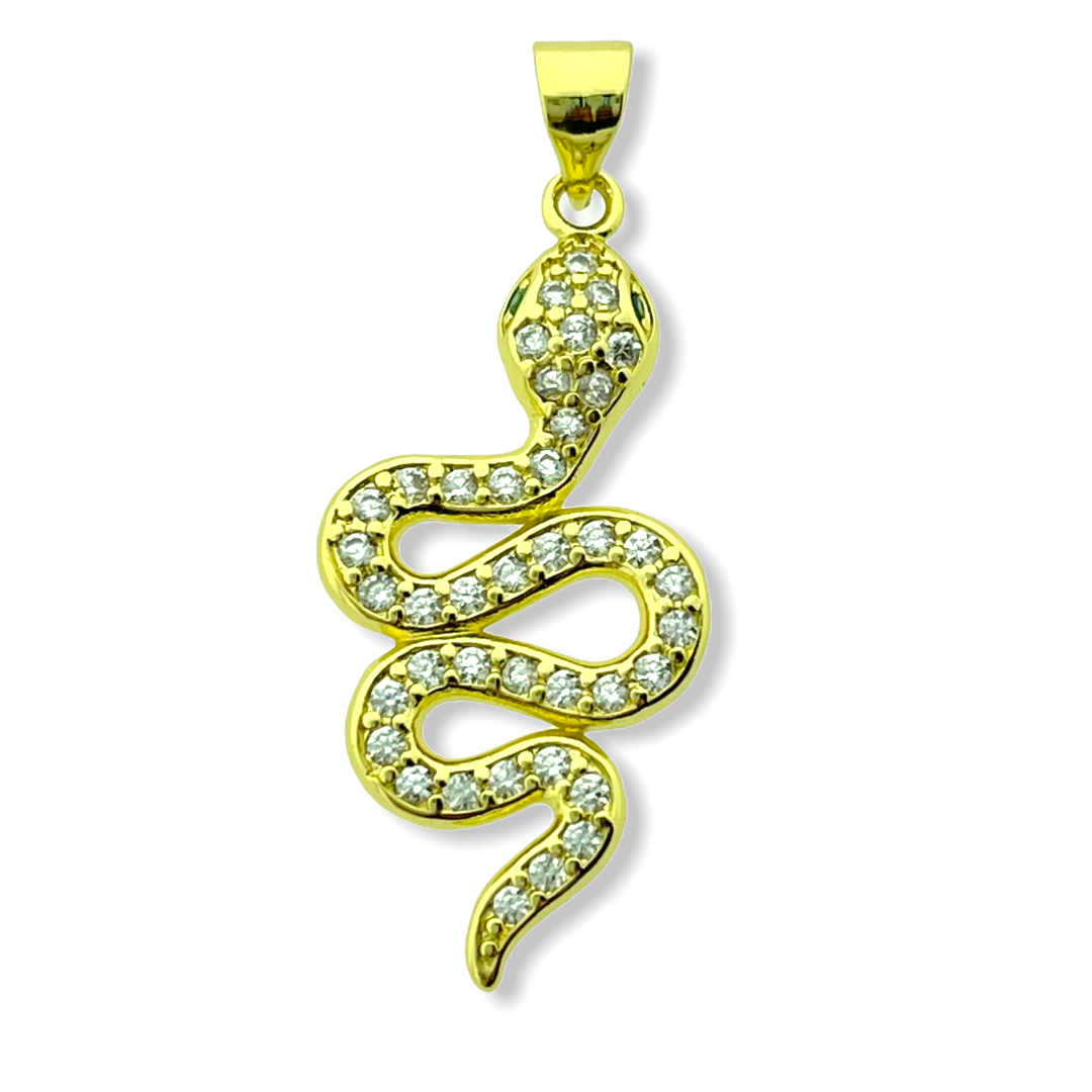 Bedel snake Zirconia Gold plated 31x15mm-Kraaltjes van Renate