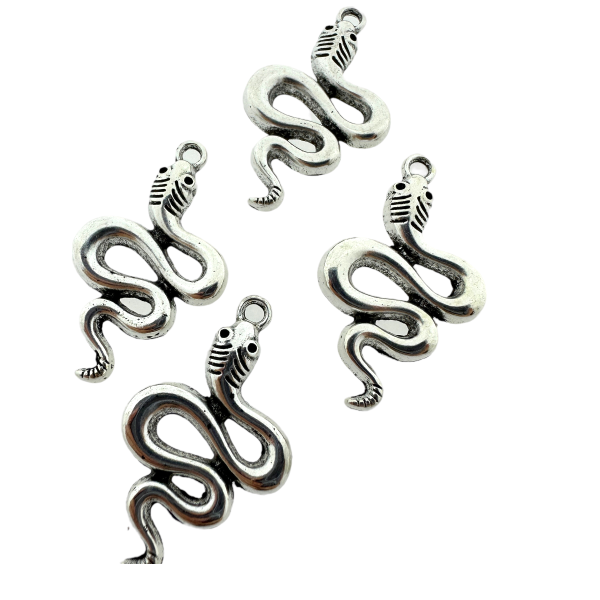 Bedel snake zilver 30x20mm - 4 stuks-bedels-Kraaltjes van Renate