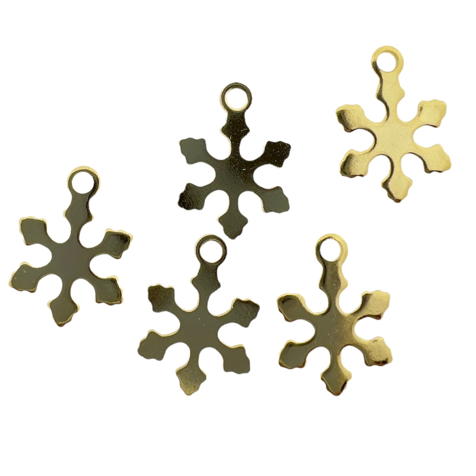 Bedel sneeuwvlok RVS goud 12x10x0.5mm- per 5-bedels-Kraaltjes van Renate