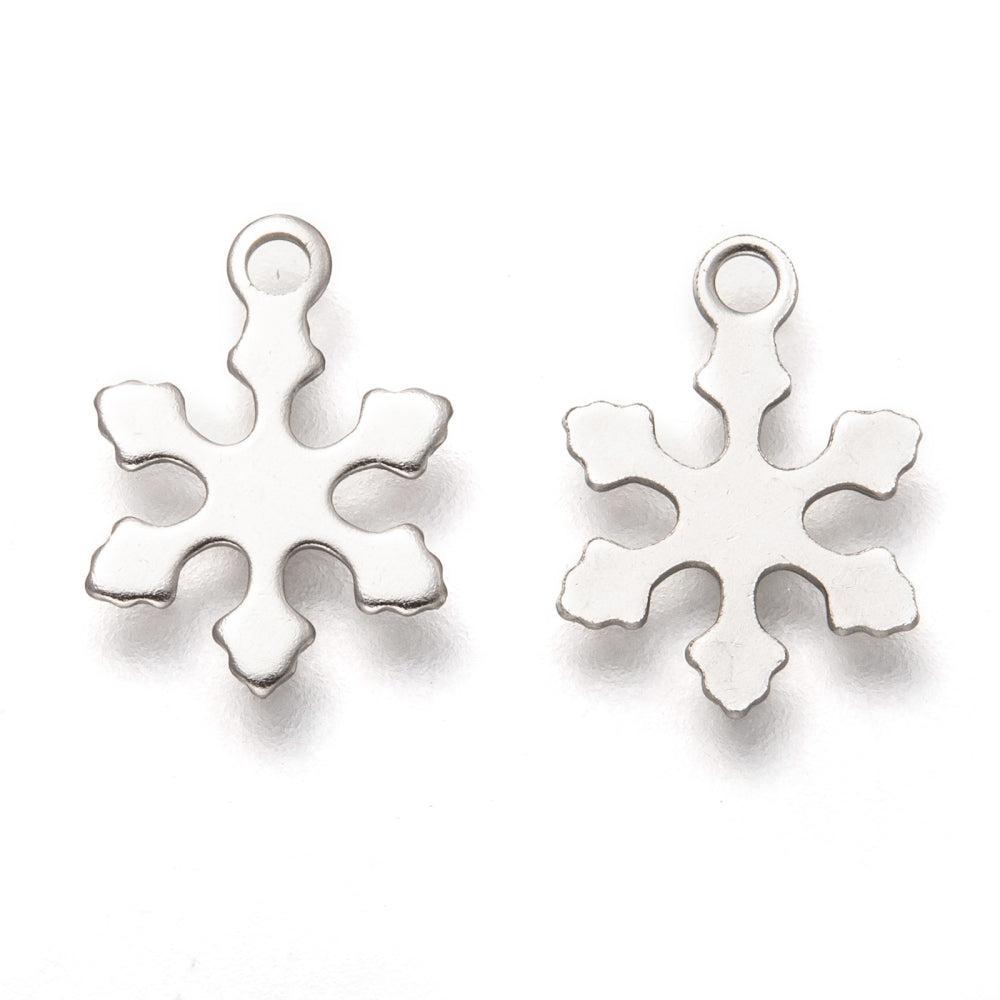 Bedel sneeuwvlok RVS zilver 12x10x0.5mm- per 15-bedels-Kraaltjes van Renate