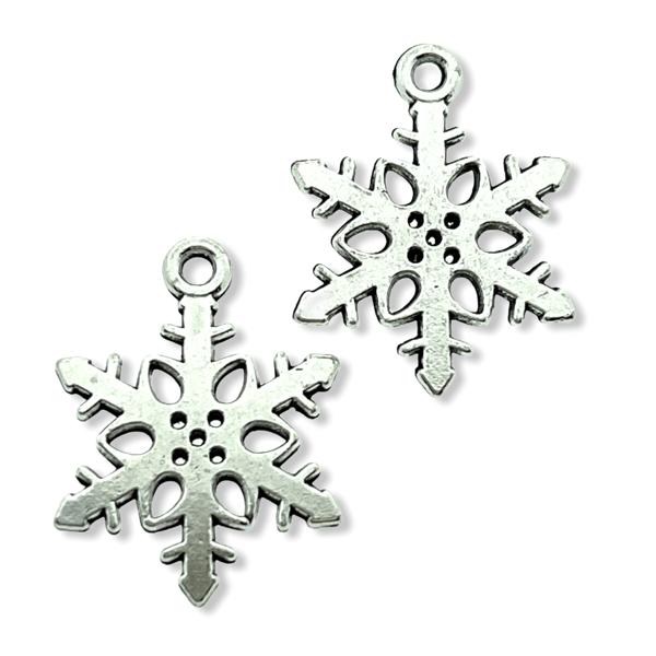 Bedel sneeuwvlok zilver 18x15mm - 10 stuks-Kraaltjes van Renate