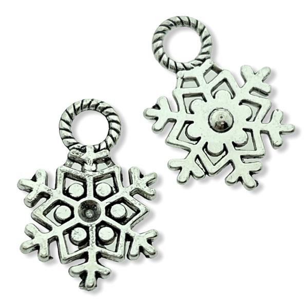 Bedel sneeuwvlok zilver 18x15mm - 8 stuks-Kraaltjes van Renate