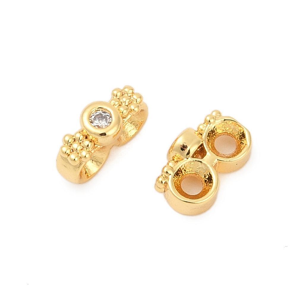 Bedel spacer bar 18K zirconia RVS Goud 2,5mm - per stuk-bedels-Kraaltjes van Renate