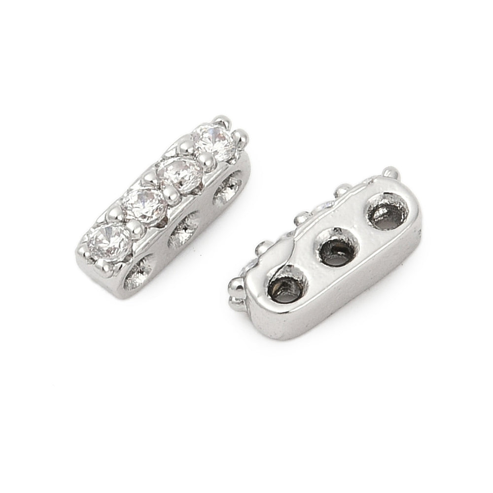 Bedel spacer bar zirconia brass zilver 8mm- per stuk-bedels-Kraaltjes van Renate