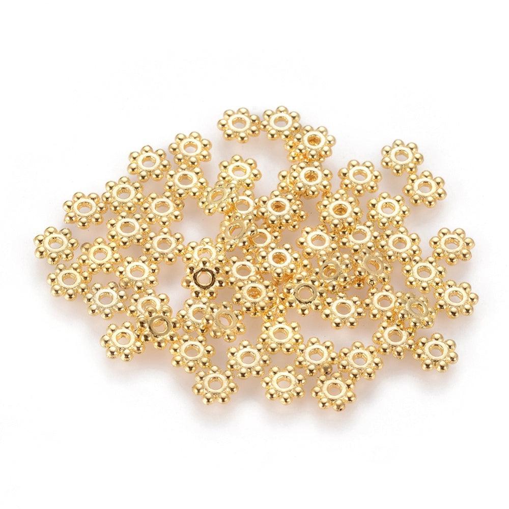 Bedel spacer beads goud 5mm - 50 stuks-bedels-Kraaltjes van Renate