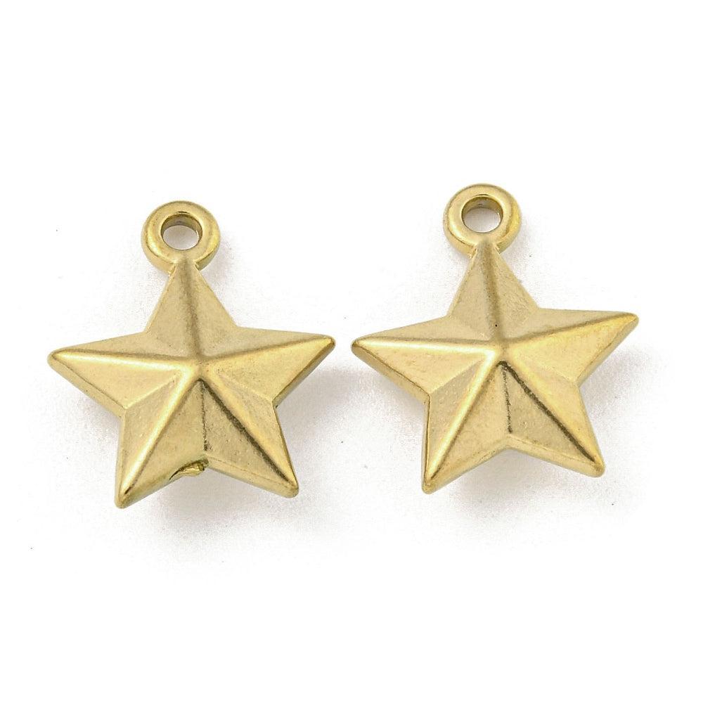 Bedel ster RVS 18K Goud 14,5mm - per stuk-bedels-Kraaltjes van Renate