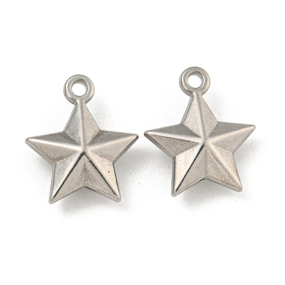 Bedel ster RVS Zilver 14,5mm- per stuk-bedels-Kraaltjes van Renate