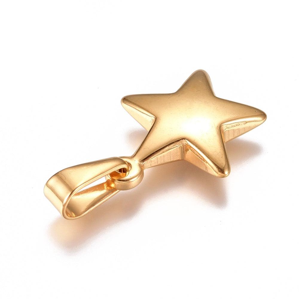 Bedel ster RVS goud 20x24mm - per stuk-bedels-Kraaltjes van Renate