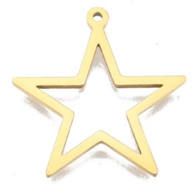 Bedel ster Stainless steel 18K gold 26mm-bedels-Kraaltjes van Renate