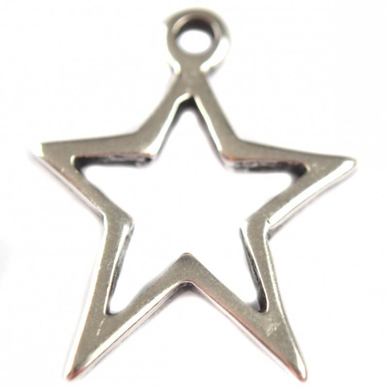 Bedel ster metaal zilver DQ 25x32mm-Kraaltjes van Renate