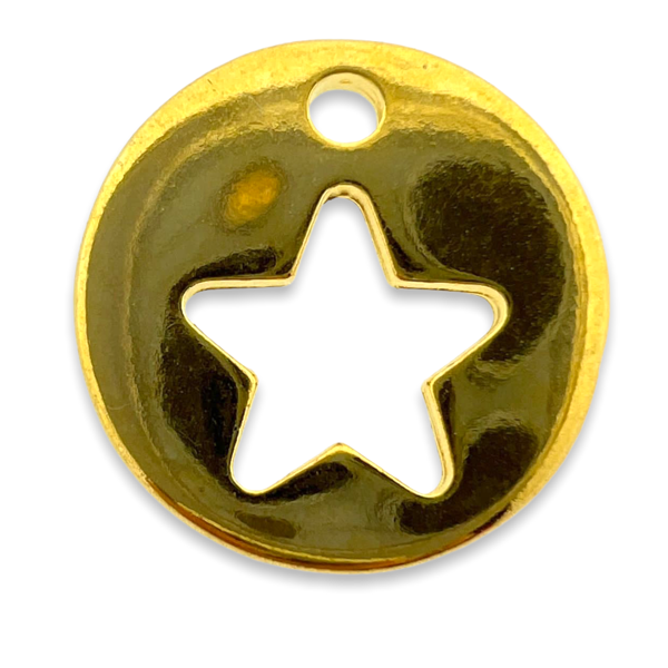 Bedel ster rond Goud 24kr DQ 15mm-bedels-Kraaltjes van Renate