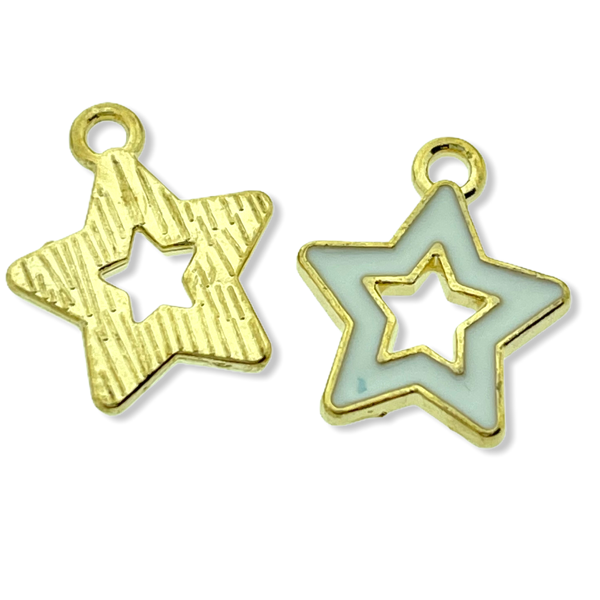 Bedel ster wit goud 16x14mm-Kraaltjes van Renate