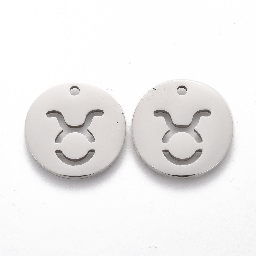 Bedel sterrenbeeld RVS zilver 'stier' 16mm - per stuk-bedels-Kraaltjes van Renate