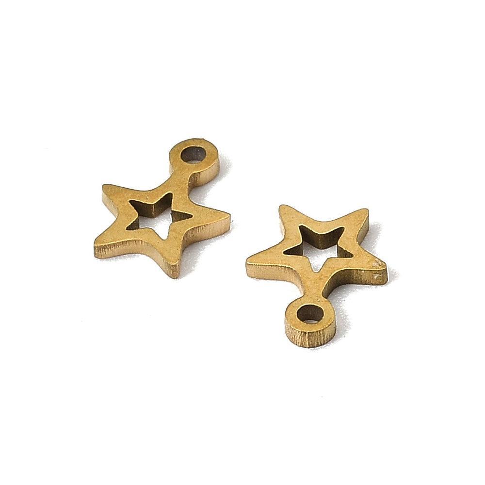 Bedel sterretje 18K RVS goud 7mm - per stuk-bedels-Kraaltjes van Renate