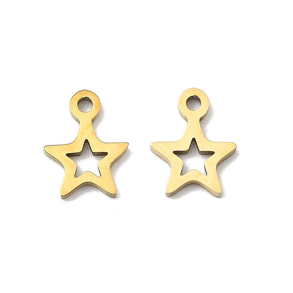 Bedel sterretje 18K RVS goud 7mm - per stuk-bedels-Kraaltjes van Renate