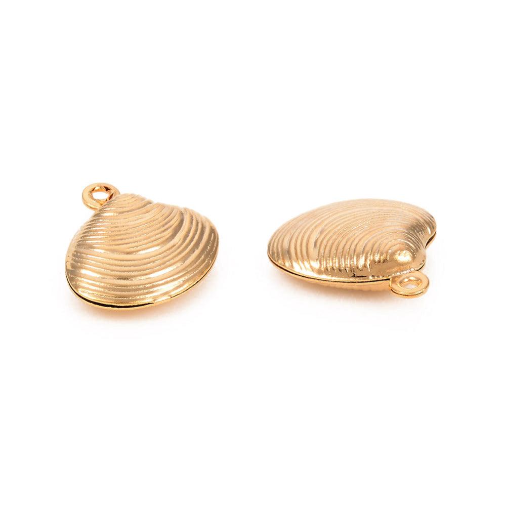 Bedel strandschelpje Stainless steel 18k Goud 14mm-bedels-Kraaltjes van Renate